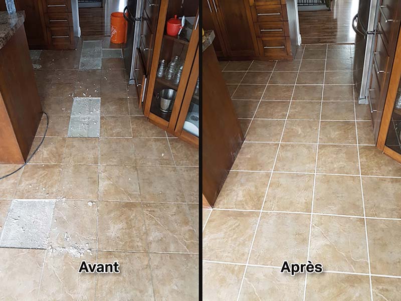 Réparation d'un plancher en céramique